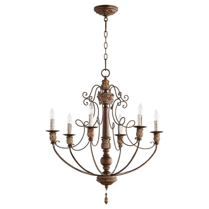 Quorum Salento 6-Light 30" Transitional Chandelier in Vintage Copper Quorum Salento 6-Light 30" Transitional Chandelier in Vintage Copper