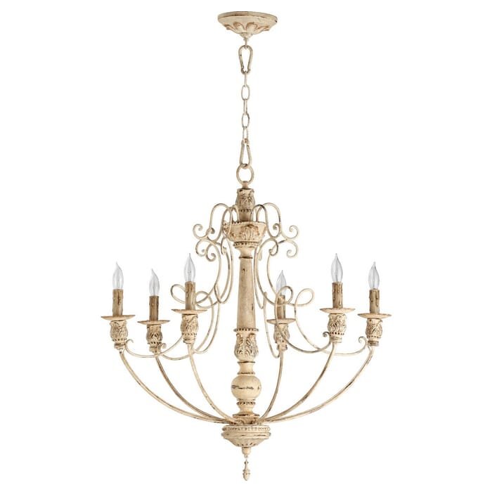 Quorum Salento 6-Light 30" Transitional Chandelier in Persian White Quorum Salento 6-Light 30" Transitional Chandelier in Persian White