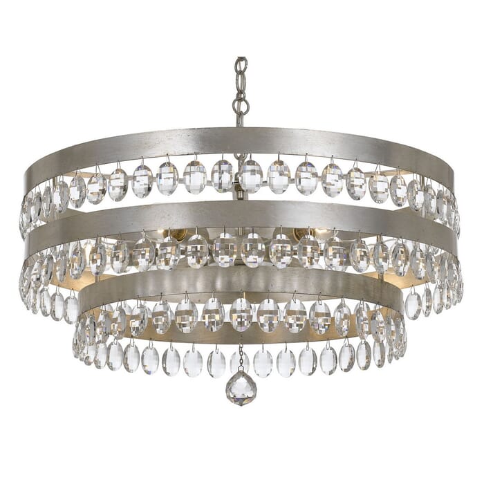 Crystorama Perla 6-Light Crystal Chandelier in Antique Silver Crystorama Perla 6-Light Crystal Chandelier in Antique Silver