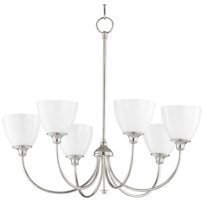 Quorum Celeste 6-Light Chandelier in Polished Nickel Quorum Celeste 6-Light Chandelier in Polished Nickel