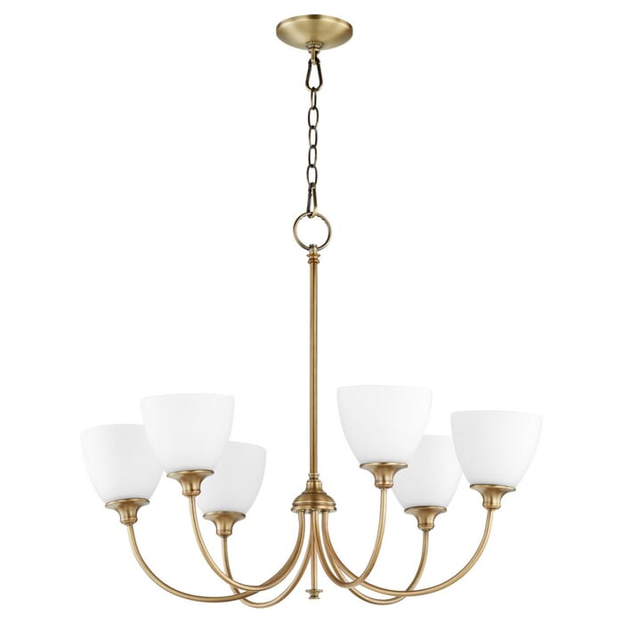 Quorum Celeste 6-Light 25" Transitional Chandelier in Aged Brass Quorum Celeste 6-Light 25" Transitional Chandelier in Aged Brass