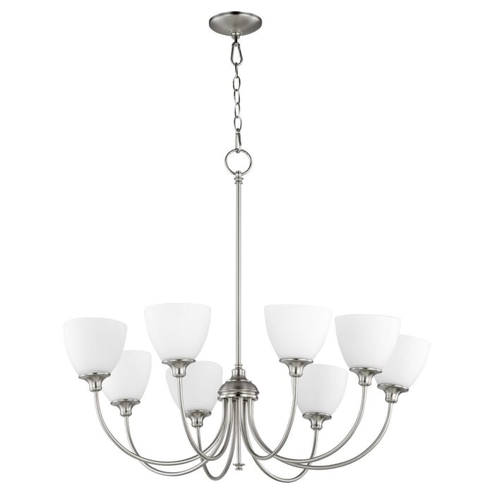 Quorum Celeste 8-Light 29" Transitional Chandelier in Satin Nickel Quorum Celeste 8-Light 29" Transitional Chandelier in Satin Nickel