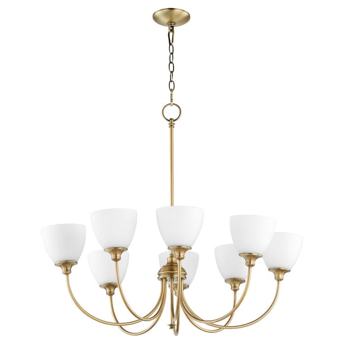 Quorum Celeste 8-Light 29" Transitional Chandelier in Aged Brass Quorum Celeste 8-Light 29" Transitional Chandelier in Aged Brass