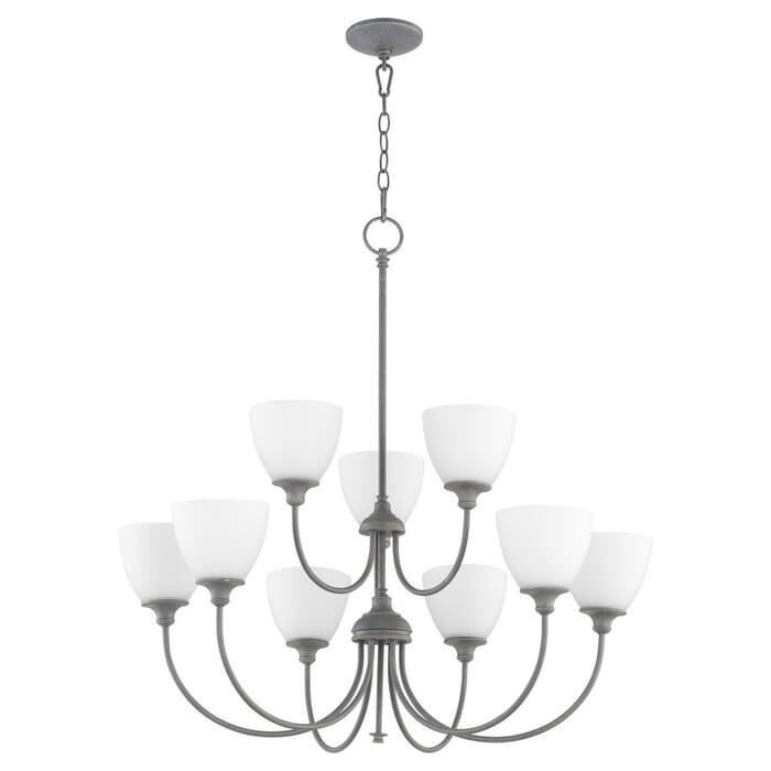 Quorum Celeste 9-Light 34" Transitional Chandelier in Zinc Quorum Celeste 9-Light 34" Transitional Chandelier in Zinc