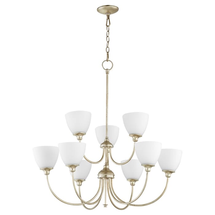 Quorum Celeste 9-Light 34" Transitional Chandelier in Aged Silver Leaf Quorum Celeste 9-Light 34" Transitional Chandelier in Aged Silver Leaf