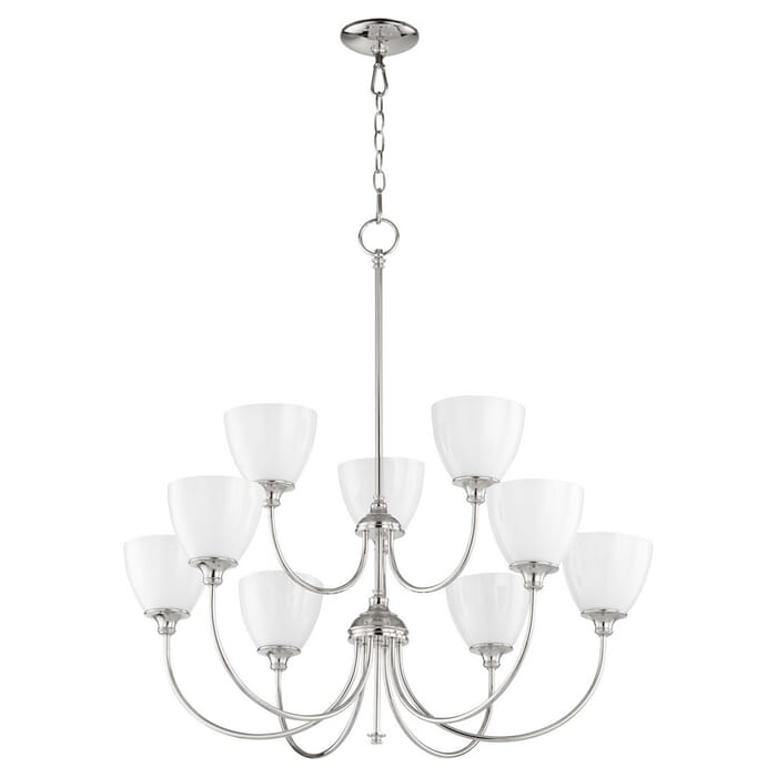 Quorum Celeste 9-Light 34" Transitional Chandelier in Polished Nickel Quorum Celeste 9-Light 34" Transitional Chandelier in Polished Nickel
