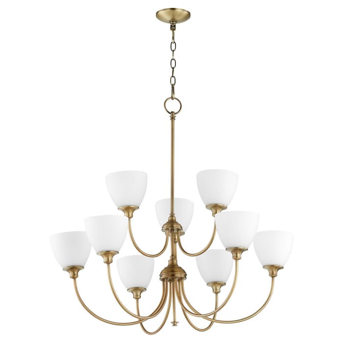 Quorum Celeste 9-Light 34" Transitional Chandelier in Aged Brass Quorum Celeste 9-Light 34" Transitional Chandelier in Aged Brass