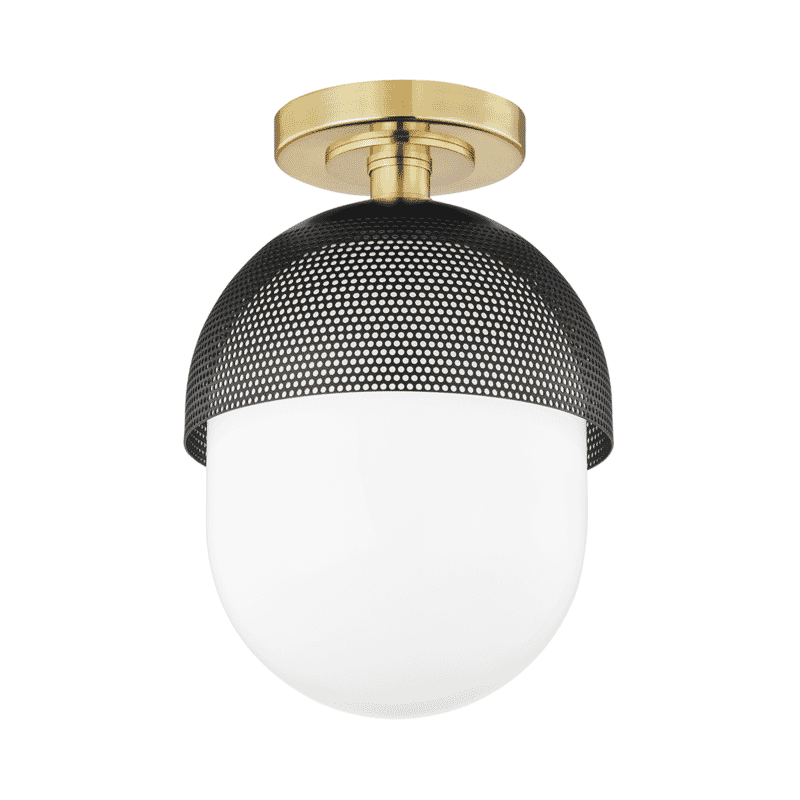 Nyack Ceiling Light in Aged Brass and Black