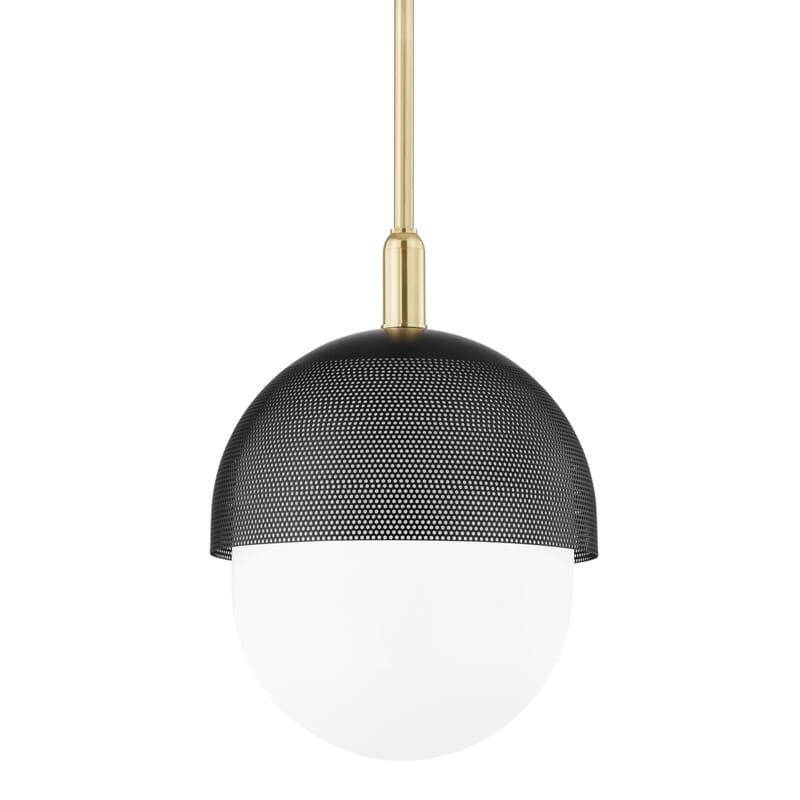 Aged Brass Black One Light Pendant from the Nyack Collection