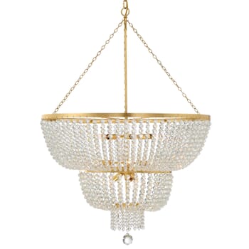 Crystorama Rylee 12-Light 46" Chandelier in Antique Gold with Hand Cut Faceted Beads Crystals
