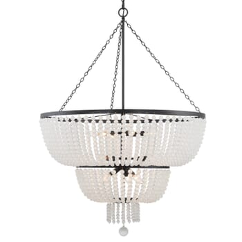 Crystorama Rylee 12-Light 46" Chandelier in Matte Black with Frosted Glass Beads Crystals
