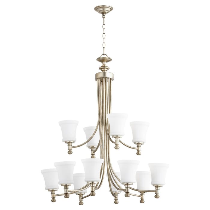 Quorum Rossington 12-Light 37" Transitional Chandelier in Aged Silver Leaf Quorum Rossington 12-Light 37" Transitional Chandelier in Aged Silver Leaf