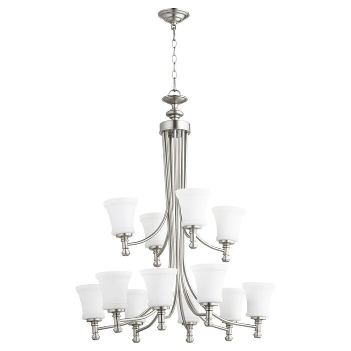 Quorum Rossington 12-Light 37" Transitional Chandelier in Satin Nickel Quorum Rossington 12-Light 37" Transitional Chandelier in Satin Nickel