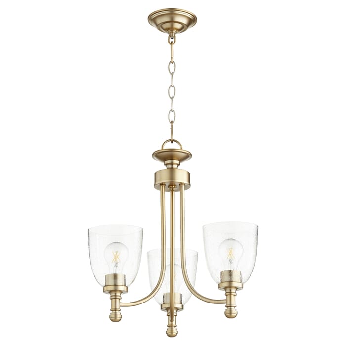 Quorum Rossington 3-Light 19" Transitional Chandelier in Aged Brass with Quorum Rossington 3-Light 19" Transitional Chandelier in Aged Brass with