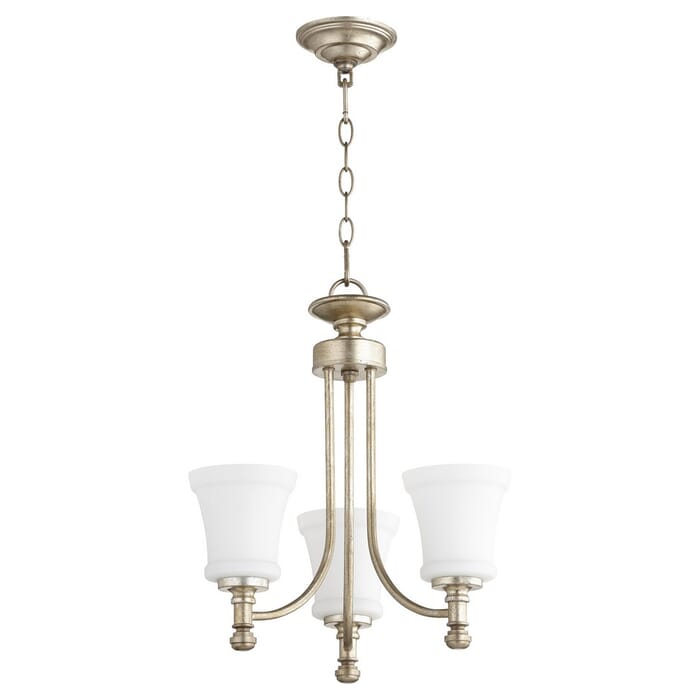 Quorum Rossington 3-Light 19" Transitional Chandelier in Aged Silver Leaf Quorum Rossington 3-Light 19" Transitional Chandelier in Aged Silver Leaf