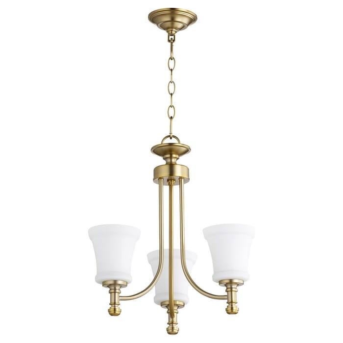 Quorum Rossington 3-Light 19" Transitional Chandelier in Aged Brass Quorum Rossington 3-Light 19" Transitional Chandelier in Aged Brass