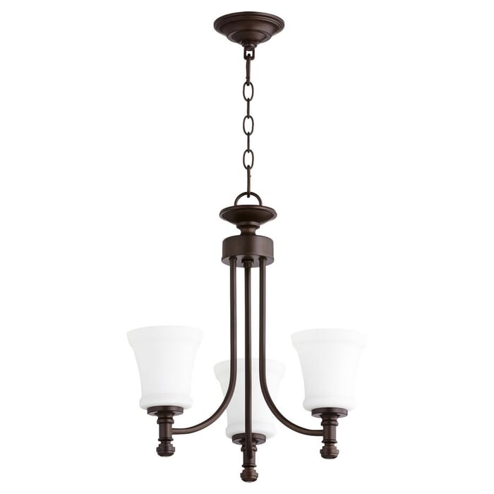 Quorum Rossington 3-Light 19" Transitional Chandelier in Oiled Bronze Quorum Rossington 3-Light 19" Transitional Chandelier in Oiled Bronze