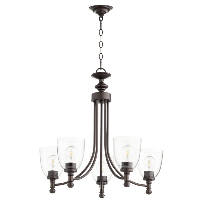 Quorum Rossington 5-Light 25" Transitional Chandelier in Oiled Bronze with Quorum Rossington 5-Light 25" Transitional Chandelier in Oiled Bronze with