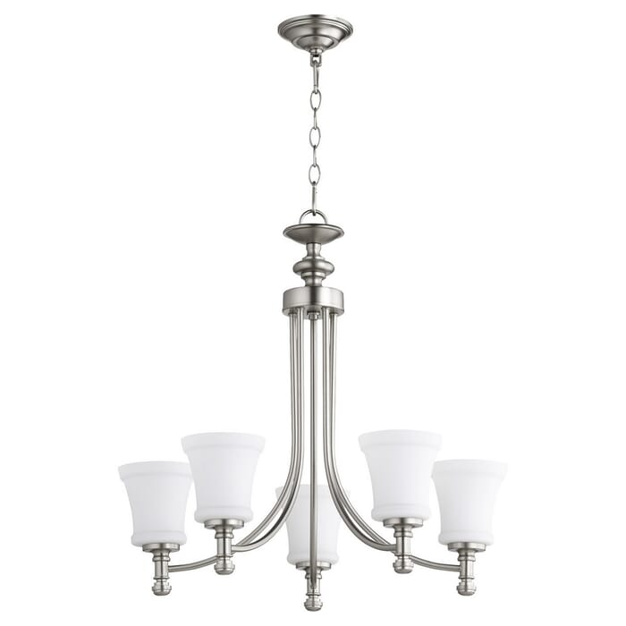 Quorum Rossington 5-Light 25" Transitional Chandelier in Satin Nickel Quorum Rossington 5-Light 25" Transitional Chandelier in Satin Nickel