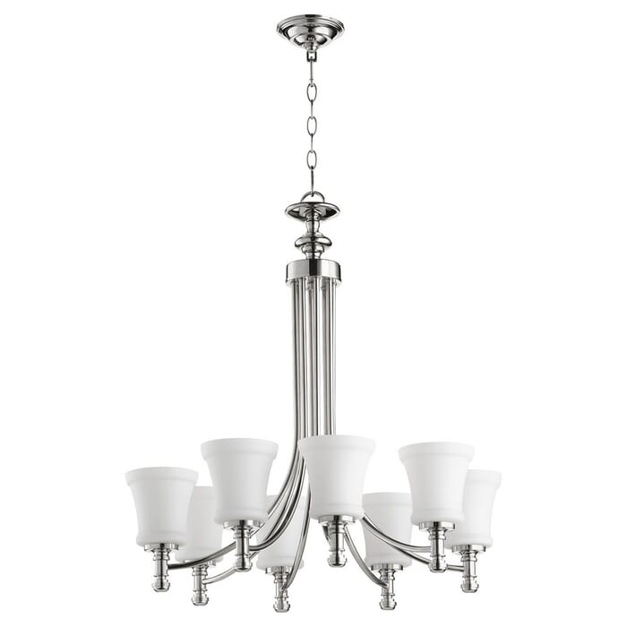 Quorum Rossington 8-Light 29" Transitional Chandelier in Polished Nickel Quorum Rossington 8-Light 29" Transitional Chandelier in Polished Nickel