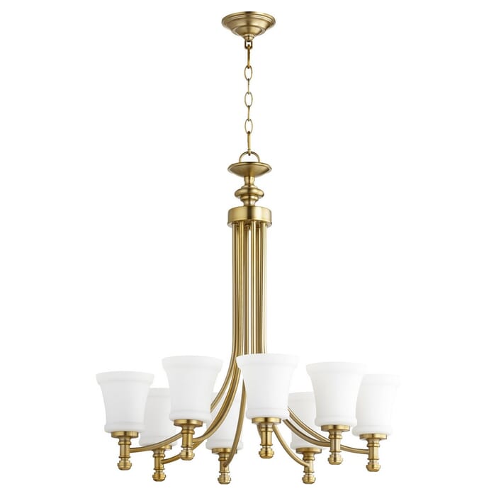 Quorum Rossington 8-Light 29" Transitional Chandelier in Aged Brass Quorum Rossington 8-Light 29" Transitional Chandelier in Aged Brass