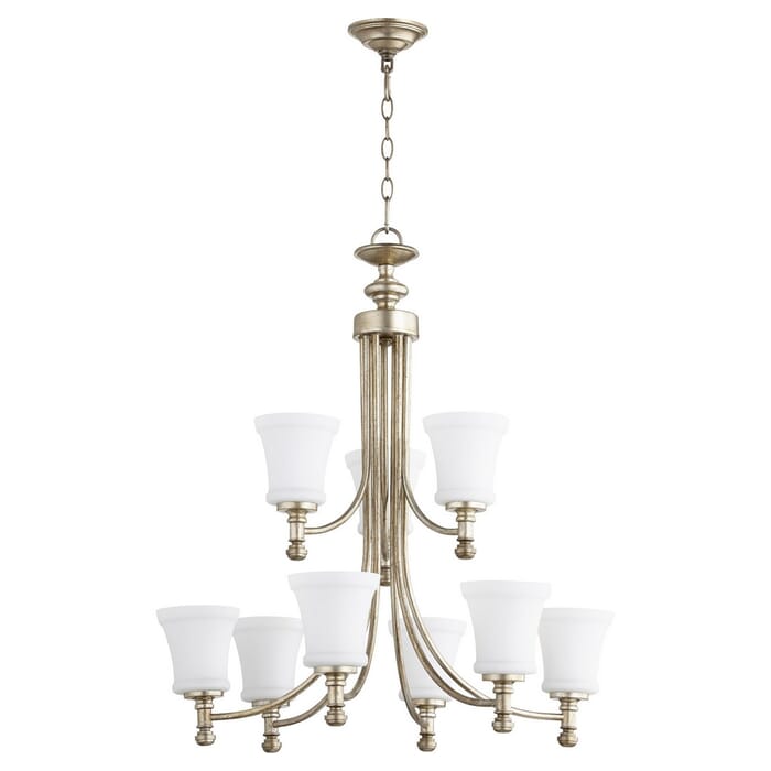 Quorum Rossington 9-Light 31" Transitional Chandelier in Aged Silver Leaf Quorum Rossington 9-Light 31" Transitional Chandelier in Aged Silver Leaf