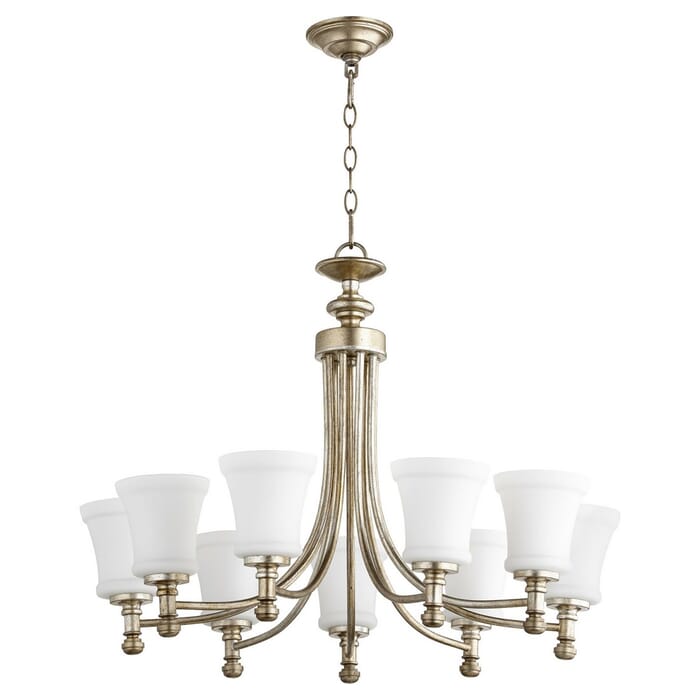 Quorum Rossington 9-Light 23" Transitional Chandelier in Aged Silver Leaf Quorum Rossington 9-Light 23" Transitional Chandelier in Aged Silver Leaf