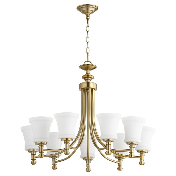 Quorum Rossington 9-Light 23" Transitional Chandelier in Aged Brass Quorum Rossington 9-Light 23" Transitional Chandelier in Aged Brass