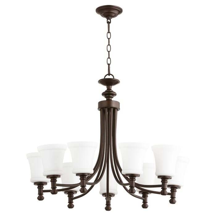 Quorum Rossington 9-Light 23" Transitional Chandelier in Oiled Bronze Quorum Rossington 9-Light 23" Transitional Chandelier in Oiled Bronze