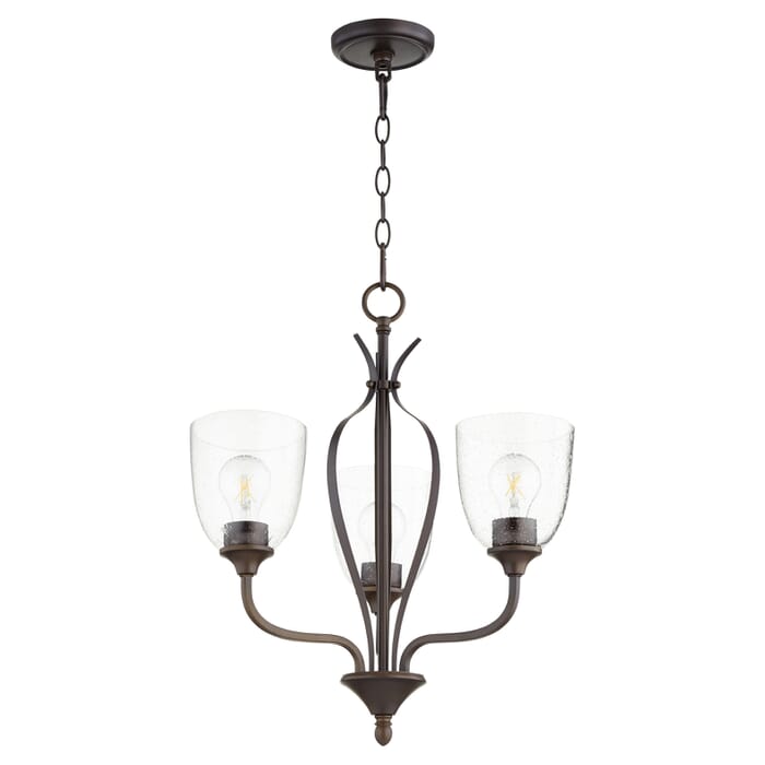 Quorum Jardin 3-Light 21" Transitional Chandelier in Oiled Bronze with Quorum Jardin 3-Light 21" Transitional Chandelier in Oiled Bronze with