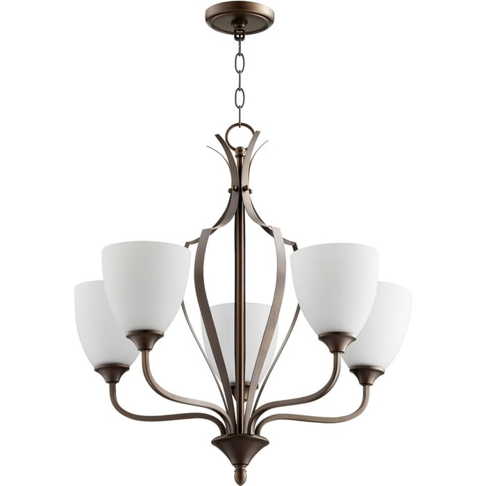 Quorum Jardin 5-Light 26" Transitional Chandelier in Oiled Bronze Quorum Jardin 5-Light 26" Transitional Chandelier in Oiled Bronze