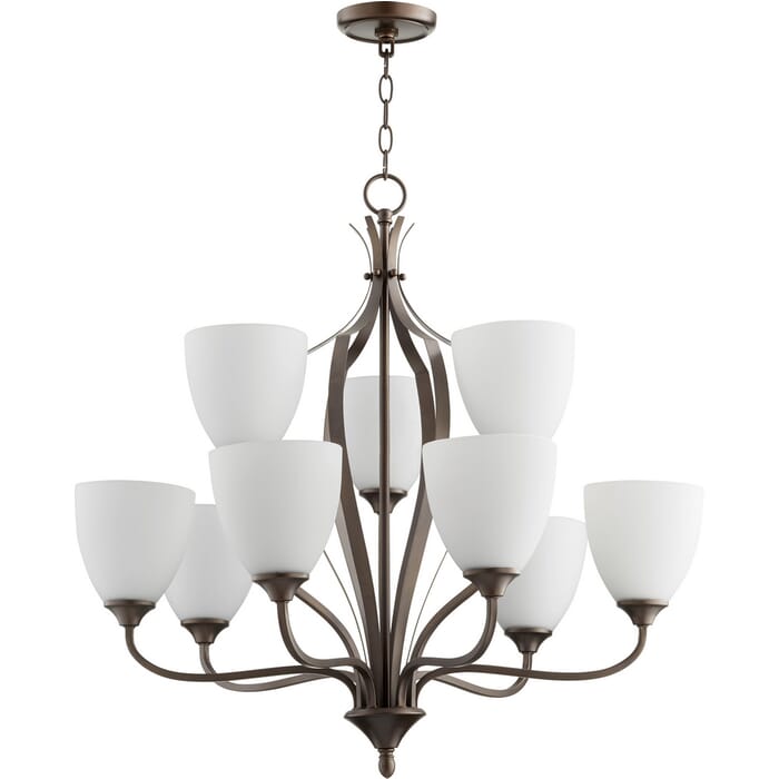 Quorum Jardin 9-Light 28" Transitional Chandelier in Oiled Bronze Quorum Jardin 9-Light 28" Transitional Chandelier in Oiled Bronze