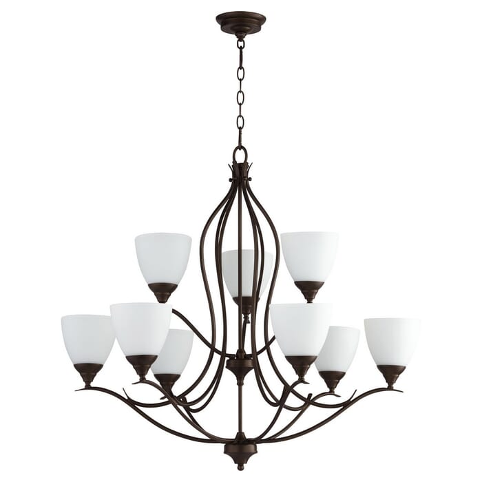 Quorum Flora 9-Light 26" Transitional Chandelier in Oiled Bronze Quorum Flora 9-Light 26" Transitional Chandelier in Oiled Bronze