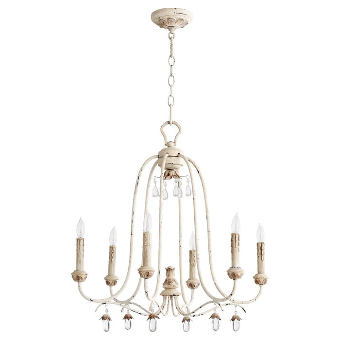 Quorum Venice 6-Light 27" Transitional Chandelier in Persian White Quorum Venice 6-Light 27" Transitional Chandelier in Persian White