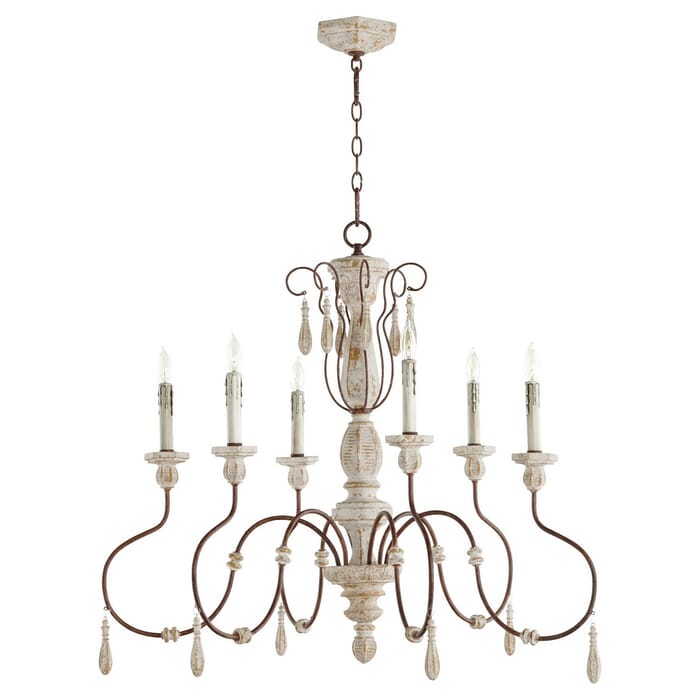 Quorum La Maison 6-Light 31" Traditional Chandelier in Manchester Grey with Rust Accents Quorum La Maison 6-Light 31" Traditional Chandelier in Manchester Grey with Rust Accents