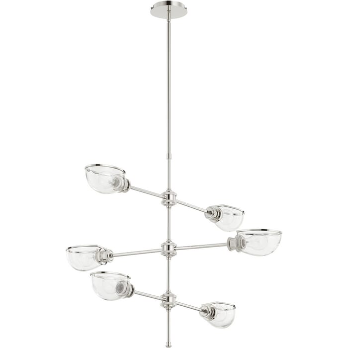 Quorum Menlo 6-Light 28" Transitional Chandelier in Polished Nickel n/a Quorum Menlo 6-Light 28" Transitional Chandelier in Polished Nickel n/a