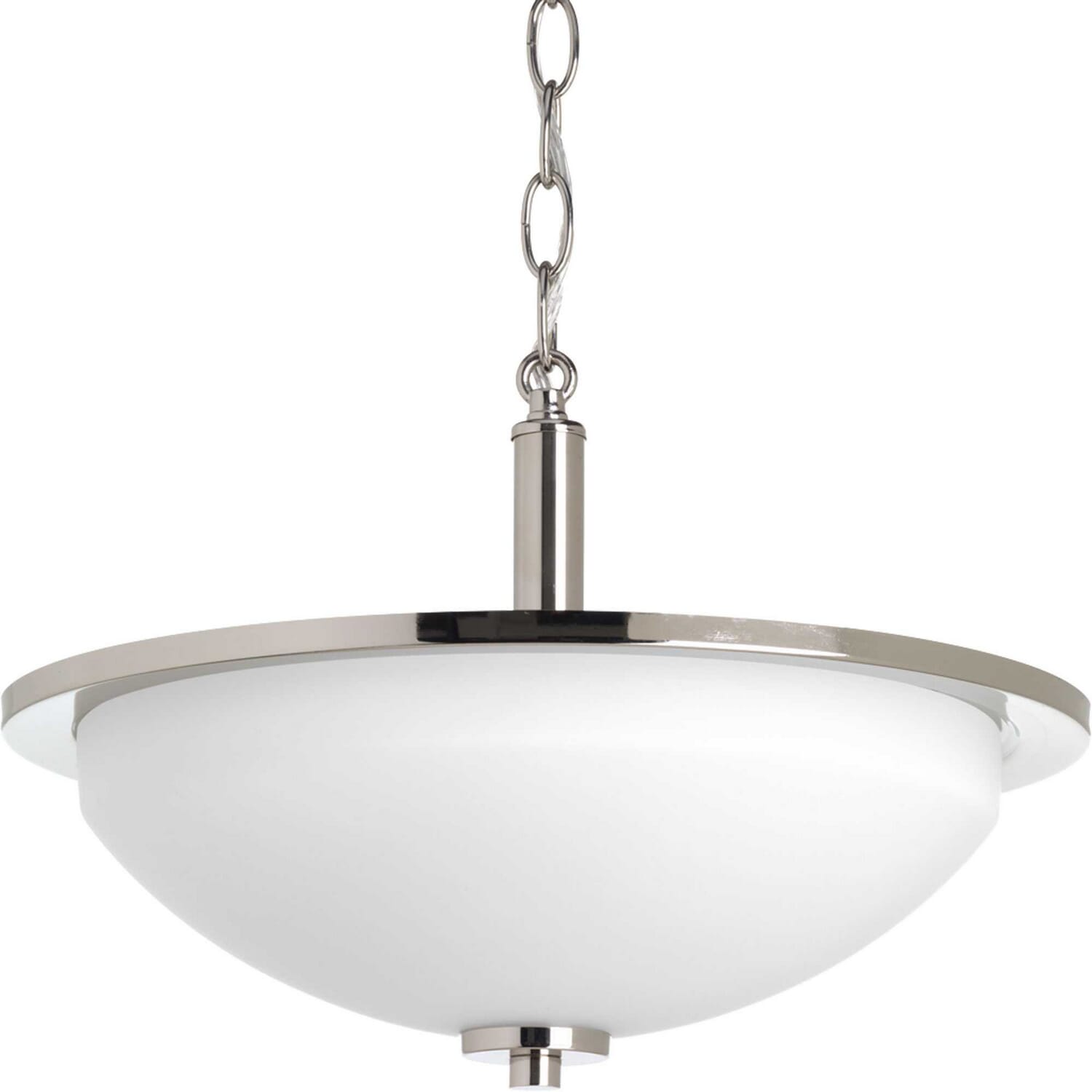 Polished Nickel Two Light Semi-Flush Mount from the Replay Collection