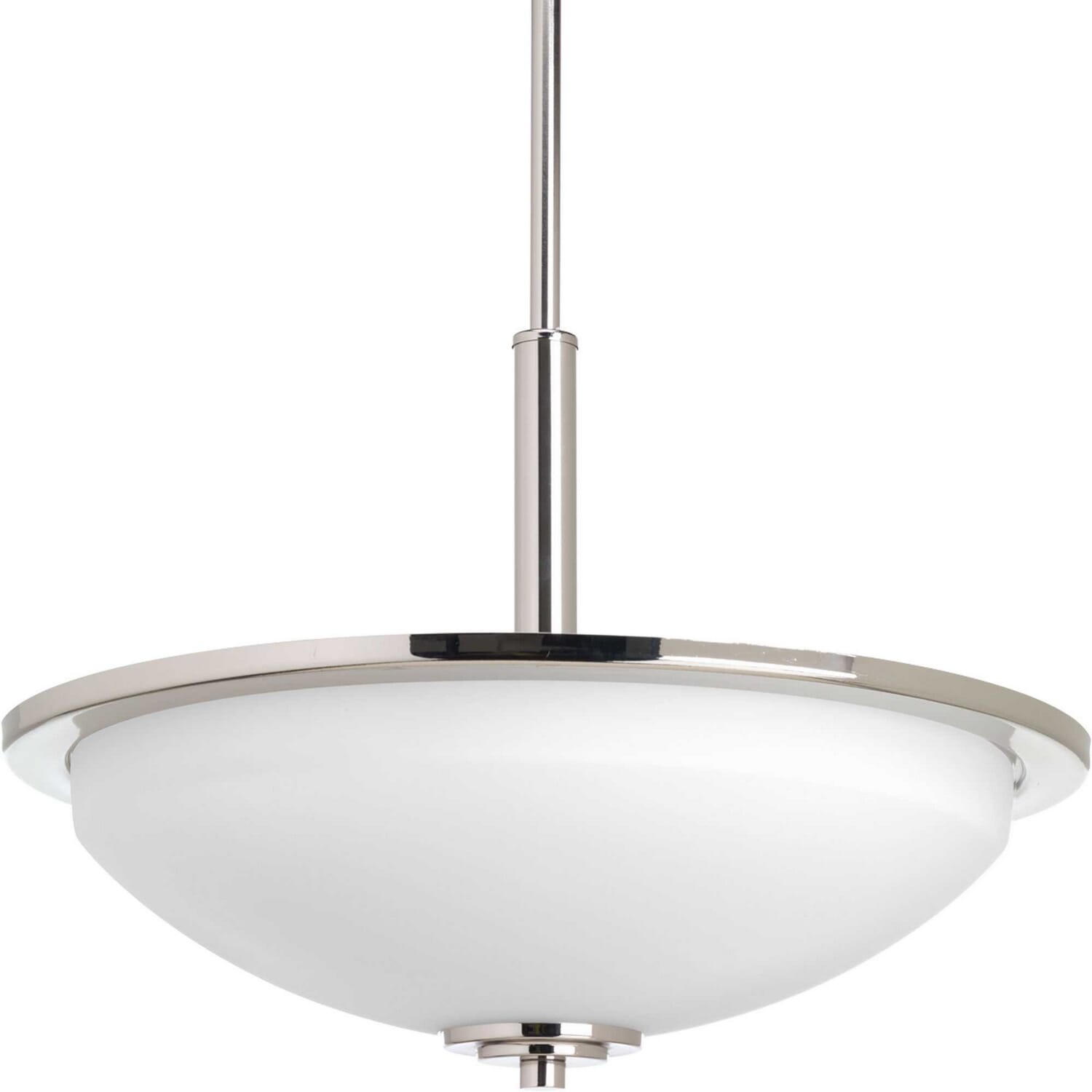 Polished Nickel Three Light inverted pendant from the Replay Collection