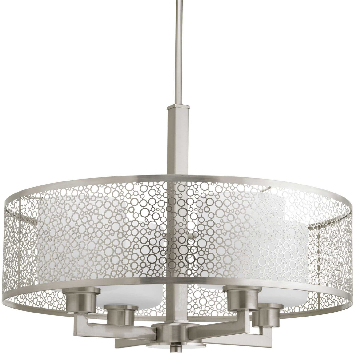 Brushed Nickel Four Light Pendant from the Mingle Collection