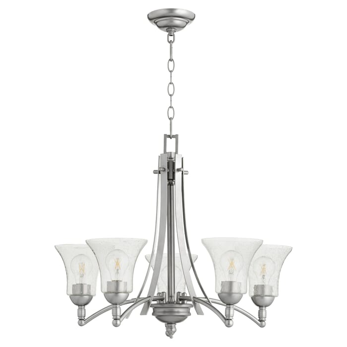 Quorum Aspen 5-Light 22" Transitional Chandelier in Classic Nickel Quorum Aspen 5-Light 22" Transitional Chandelier in Classic Nickel