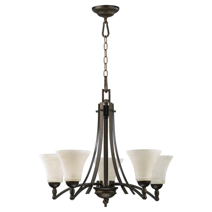 Quorum Aspen 5-Light 22" Transitional Chandelier in Oiled Bronze Quorum Aspen 5-Light 22" Transitional Chandelier in Oiled Bronze