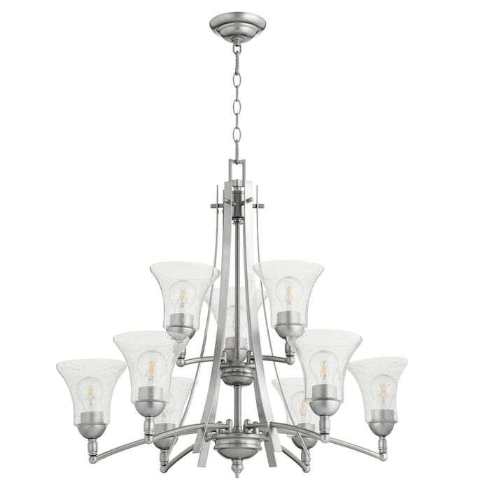 Quorum Aspen 9-Light 27" Transitional Chandelier in Classic Nickel Quorum Aspen 9-Light 27" Transitional Chandelier in Classic Nickel