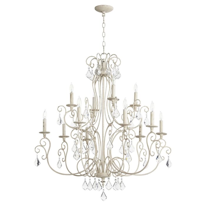 Quorum Ariel 12-Light 38" Transitional Chandelier in Persian White Quorum Ariel 12-Light 38" Transitional Chandelier in Persian White
