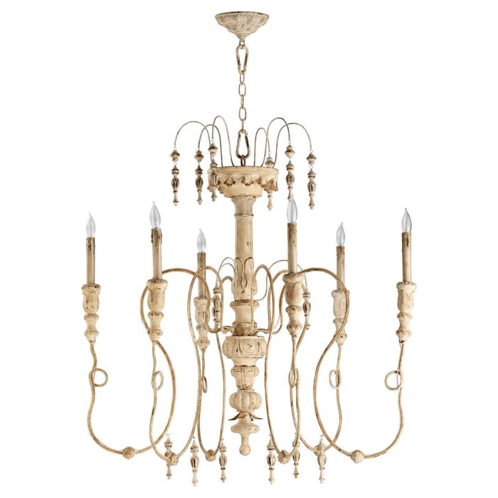 Quorum Salento 6-Light 35" Transitional Chandelier in Persian White Quorum Salento 6-Light 35" Transitional Chandelier in Persian White