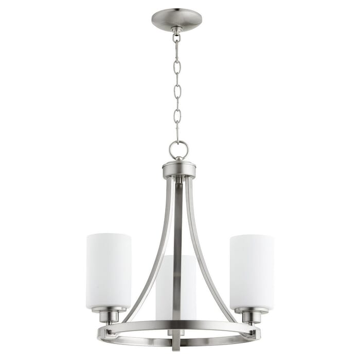 Quorum Lancaster 3-Light 19" Transitional Chandelier in Satin Nickel Quorum Lancaster 3-Light 19" Transitional Chandelier in Satin Nickel