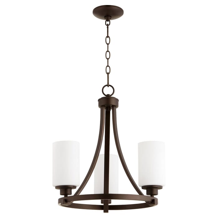 Quorum Lancaster 3-Light 19" Transitional Chandelier in Oiled Bronze Quorum Lancaster 3-Light 19" Transitional Chandelier in Oiled Bronze