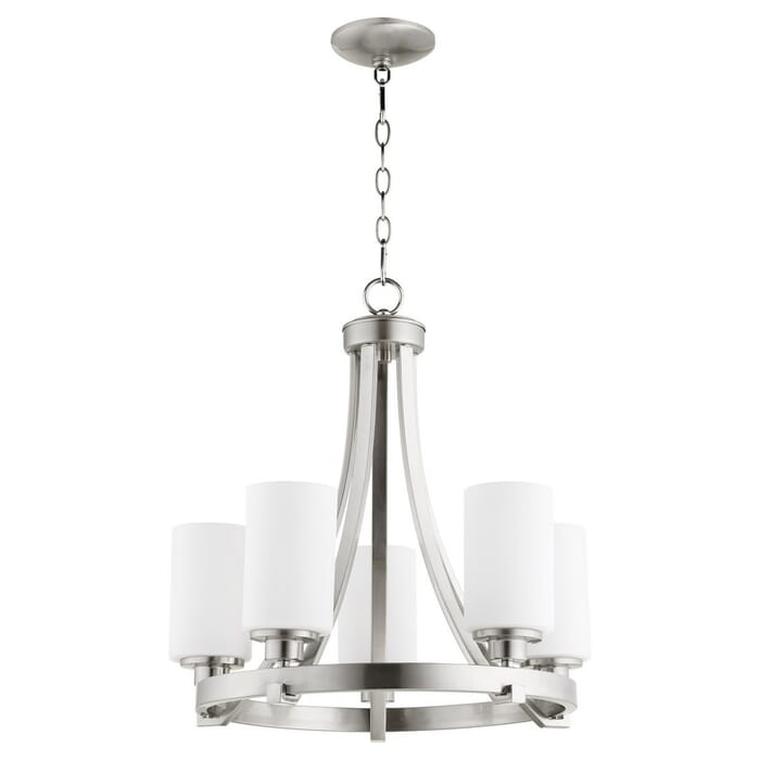 Quorum Lancaster 5-Light 22" Transitional Chandelier in Satin Nickel Quorum Lancaster 5-Light 22" Transitional Chandelier in Satin Nickel