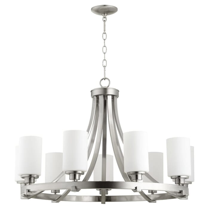 Quorum Lancaster 9-Light 23" Transitional Chandelier in Satin Nickel Quorum Lancaster 9-Light 23" Transitional Chandelier in Satin Nickel