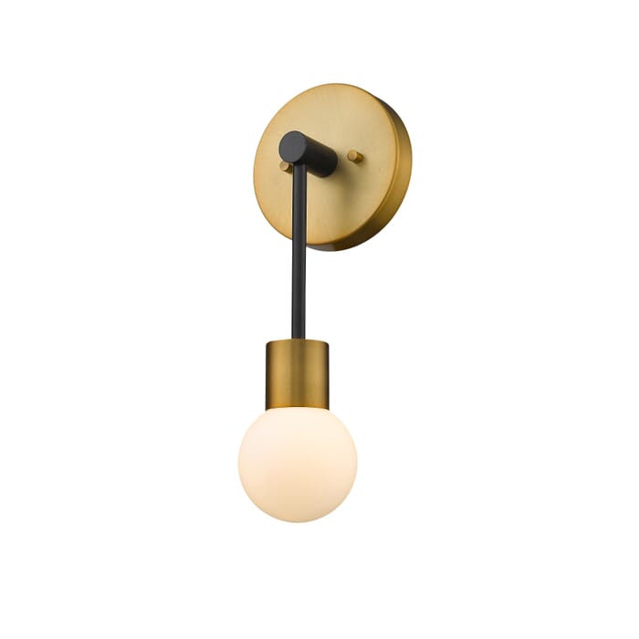 Z-Lite Neutra 1-Light Wall Sconce In Matte Black With Foundry Brass Z-Lite Neutra 1-Light Wall Sconce In Matte Black With Foundry Brass