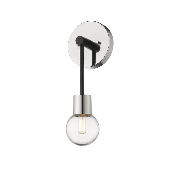 Z-Lite Neutra 1-Light Wall Sconce In Matte Black With Polished Nickel Z-Lite Neutra 1-Light Wall Sconce In Matte Black With Polished Nickel